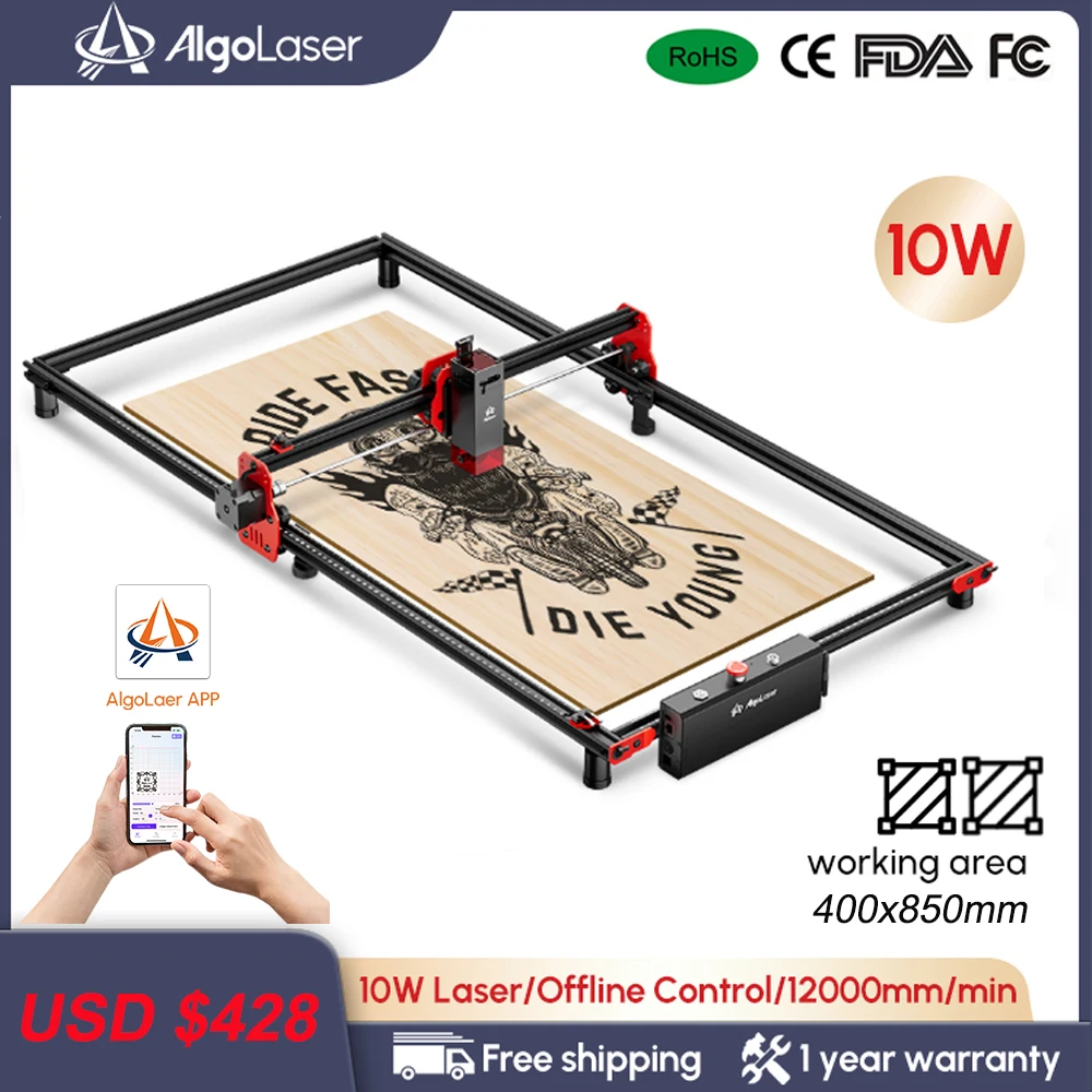 

Laser Engraver ORTUR Laser Master 2 Pro S2 LU2-10A with 10W Output Power, 0.05*0.1mm Compressed Spot Laser Cutter for Wood MDF