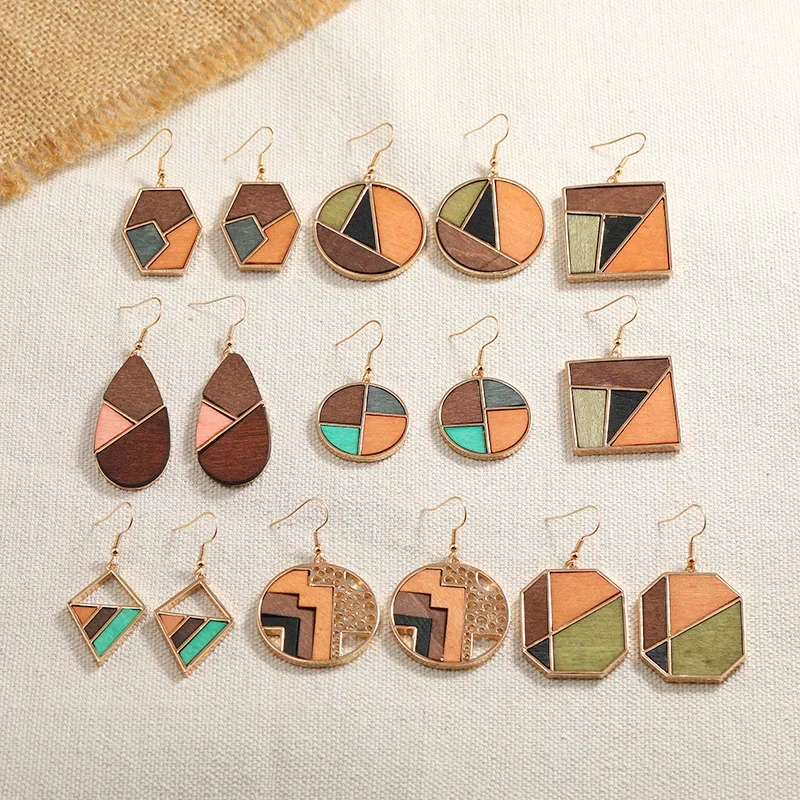 Alloy geometric wood panels contrasting wood earrings fashion commuting exaggerated earrings for women
Alloy geometric wood panels contrasting wood earrings fashion commuting exaggerated earrings for women