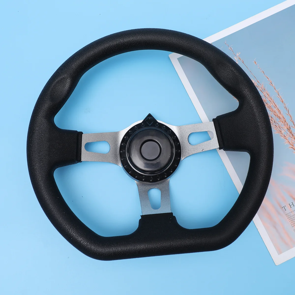 

270mm Modification Steering Wheel PU Replacement Steering Wheel for Dune Buggy Go-kart (Black)