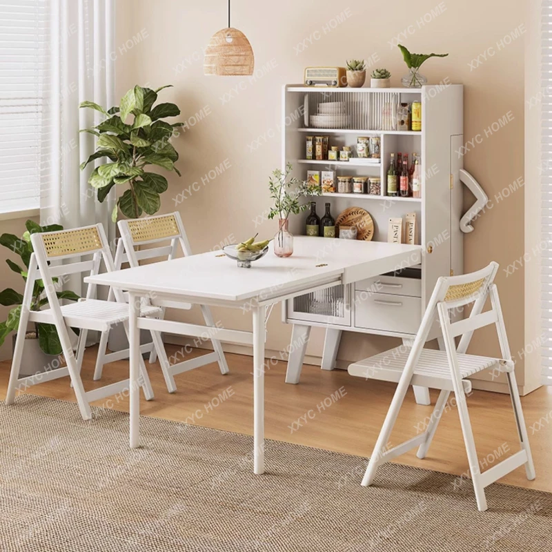 Белый яркий выдвижной обеденный стол для маленькой квартиры, складной обеденный стол из массива дерева, встроенный шкаф-сервант
Белый яркий выдвижной обеденный стол для маленькой квартиры, складной обеденный стол из массива дерева, встроенный шкаф-сервант