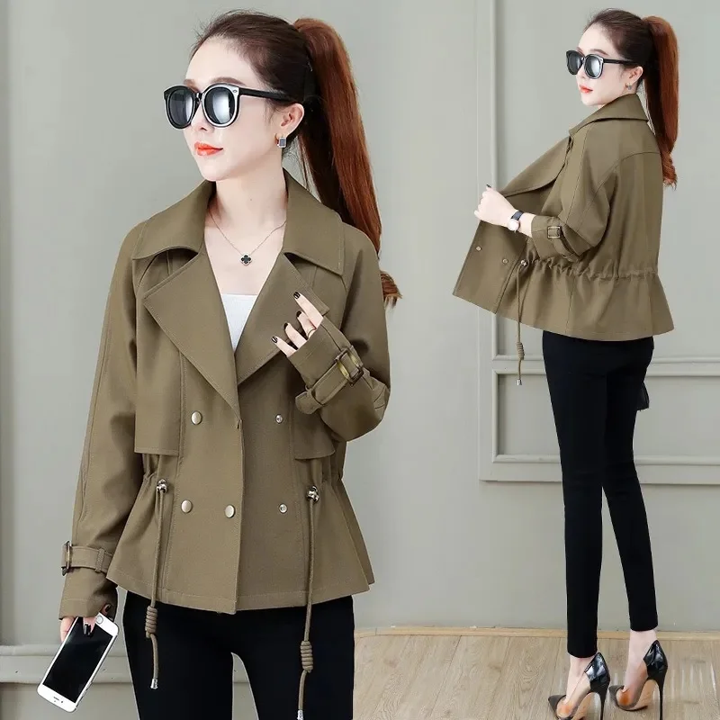 Short Trench Coat Women 2023 New Spring Autumn Waist Fashion Top Long Sleeve Tops Windbreaker Female Basic Coat Outerwear
Short Trench Coat Women 2023 New Spring Autumn Waist Fashion Top Long Sleeve Tops Windbreaker Female Basic Coat Outerwear