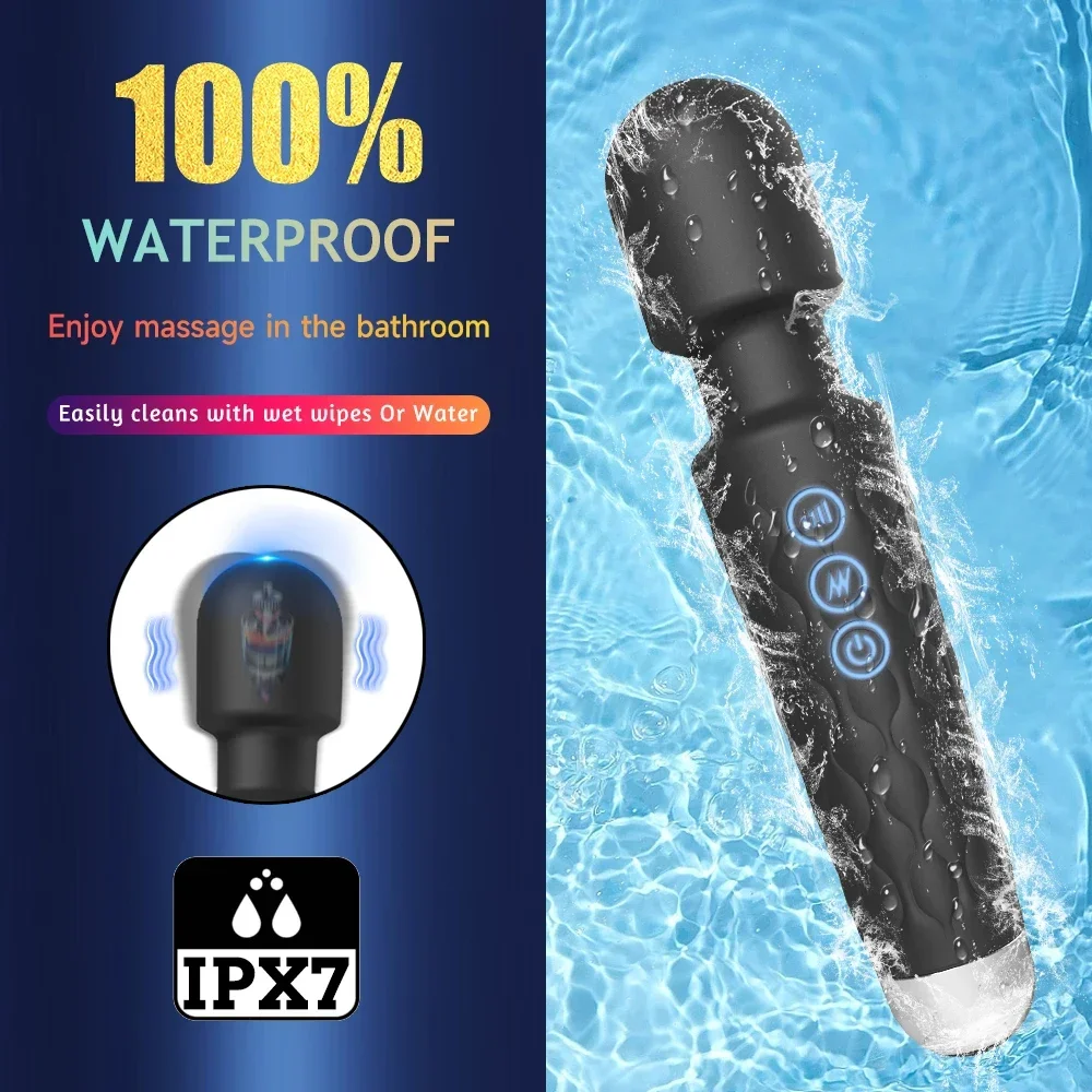 Mini Vibromasseur de Bain pour Femme, 20 Modes, Chargeur USB, Stick Magique, Continents Féminins, Clitoris, Mastjaune, Stick, StiLiban ateur de Point G, Jouets Sexuels 3