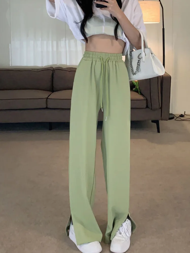 Summer New High Waist Loose Wide Leg Pants Women Drawstring Drape Straight Loose Casual Pants Side Split Solid Color Trousers
Summer New High Waist Loose Wide Leg Pants Women Drawstring Drape Straight Loose Casual Pants Side Split Solid Color Trousers