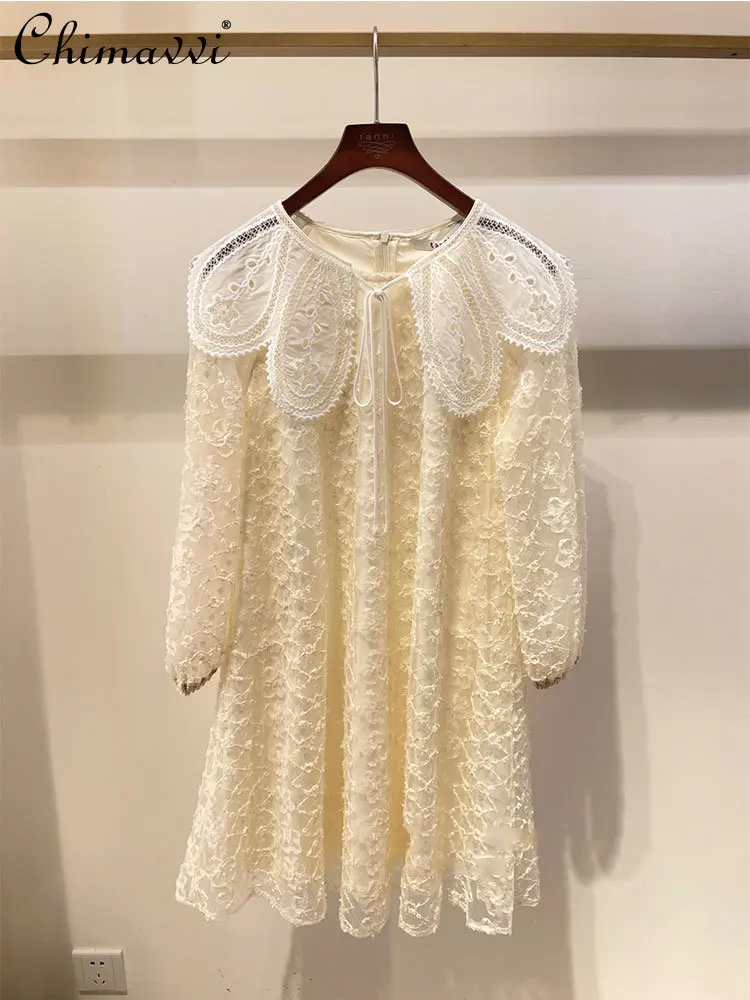 French Chic Embroidered Lace Dress for Women 2023 Summer Dress New Fashion Sweet Loose Hollow-out Elegant Doll Collar Dresses
French Chic Embroidered Lace Dress for Women 2023 Summer Dress New Fashion Sweet Loose Hollow-out Elegant Doll Collar Dresses