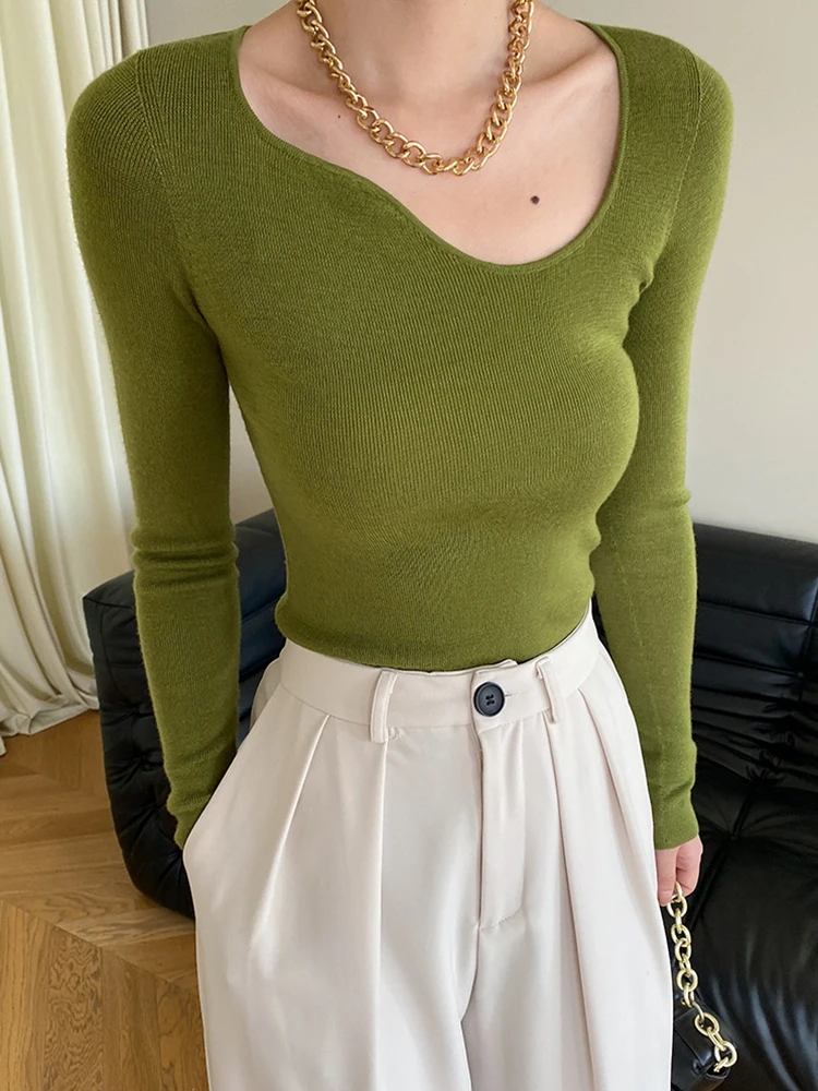 Green Multi Color Knitting Sweater Irregular Neck Long Sleeve Women Pullovers New Fashion Tide Spring Autumn O621
Green Multi Color Knitting Sweater Irregular Neck Long Sleeve Women Pullovers New Fashion Tide Spring Autumn O621