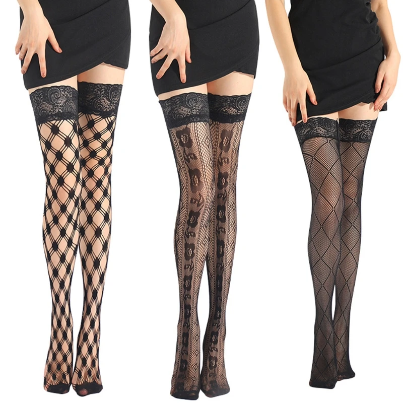Women Sexy Fishnet Thigh High Stockings with Silicone Lace Top Tights Diamond Plaid Floral Patterned Over Knee Drop Shipping
Women Sexy Fishnet Thigh High Stockings with Silicone Lace Top Tights Diamond Plaid Floral Patterned Over Knee Drop Shipping