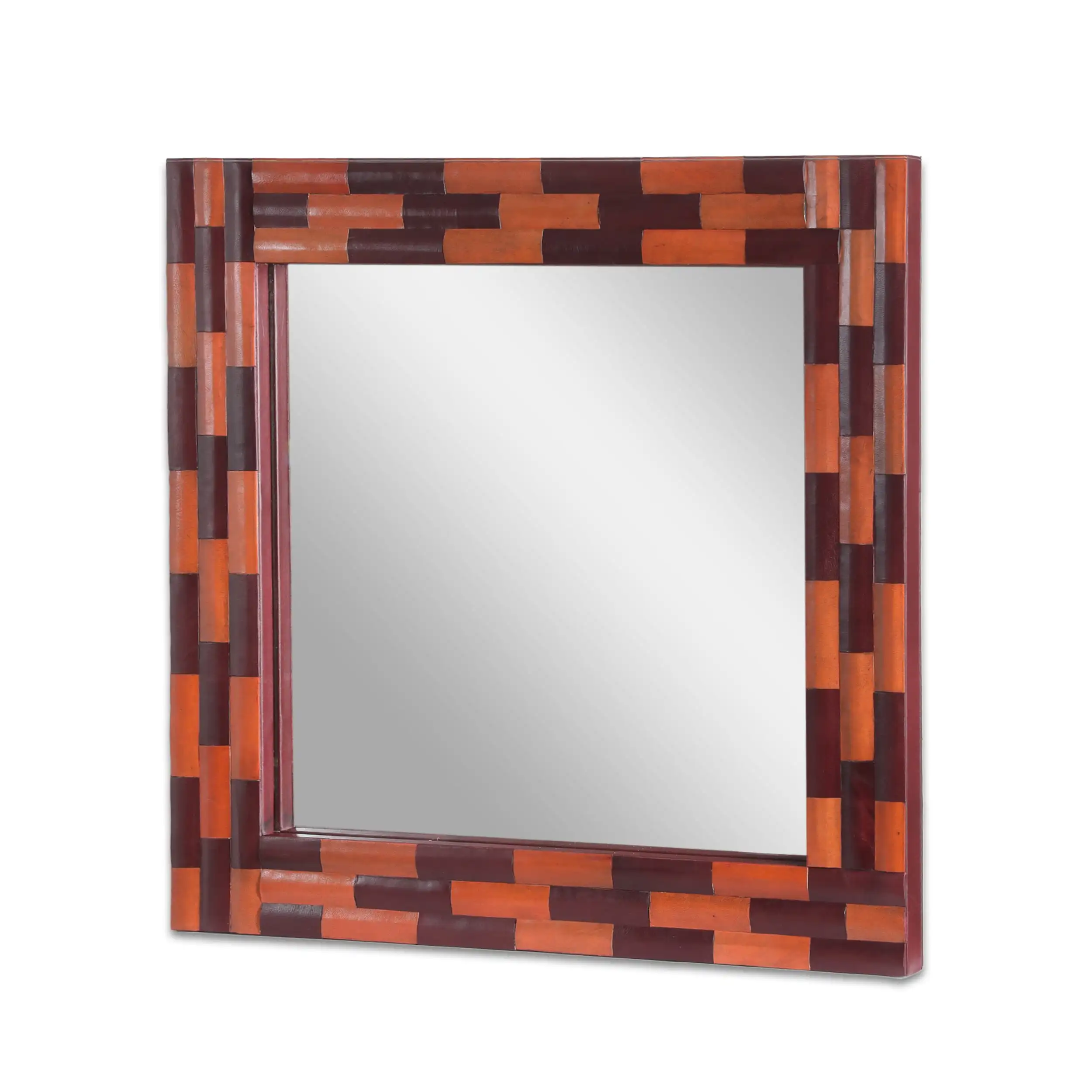 Luxurious Refined Fashionable and Elegant Leather Handcrafted Square Wall Mirror Antique Orange and Tan
Luxurious Refined Fashionable and Elegant Leather Handcrafted Square Wall Mirror Antique Orange and Tan