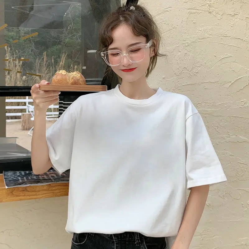 Oversize White Short Sleeved T-shirt for Women Summer Solid Color 2024 Loose Casual Round Neck Top Simple Pure Cotton Clothes
Oversize White Short Sleeved T-shirt for Women Summer Solid Color 2024 Loose Casual Round Neck Top Simple Pure Cotton Clothes