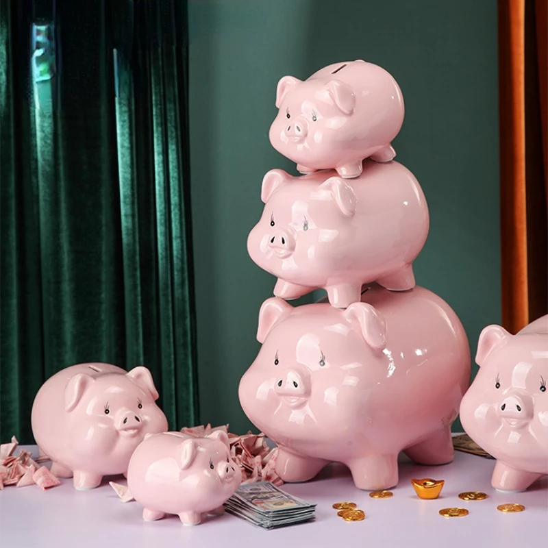 Ceramic Pink Pig Piggy Bank for Papper Money Ornament Hidden Storage Coin Money Box Adult Kids Living Room hucha Home Decoration
Ceramic Pink Pig Piggy Bank for Papper Money Ornament Hidden Storage Coin Money Box Adult Kids Living Room hucha Home Decoration