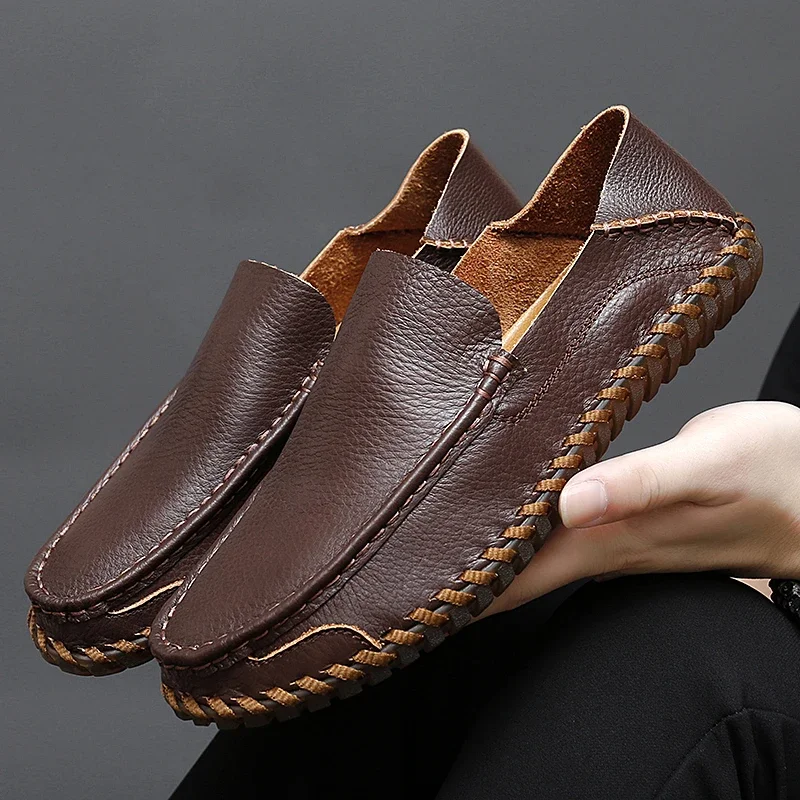 

Luxury Brand Loafers Men's Outdoor Slip-On Plus Size Nubuck Leather Soft Sole Comfortable Outdoor Sneakers High Quality Moccasin