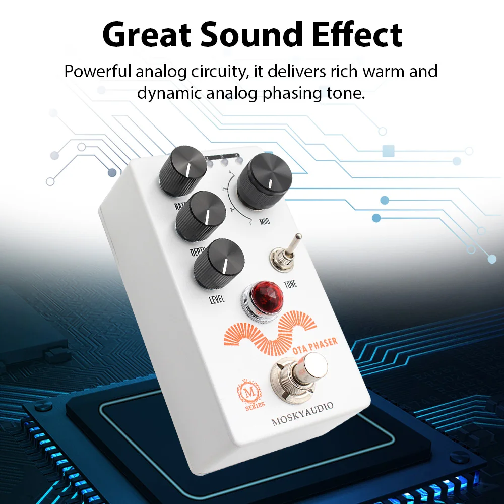 

MOSKYAUDIO Guitar Phaser Pedal Mini Guitar Effect Pedal True Bypass Metal Shell 6.35mm Input Output Interface Guitar Accessories