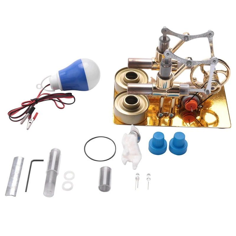 Golden Double Cylinder Stirling Engine Model Bulb External Combustion Heat Steam Power Physics Science Experiment Engine
Golden Double Cylinder Stirling Engine Model Bulb External Combustion Heat Steam Power Physics Science Experiment Engine