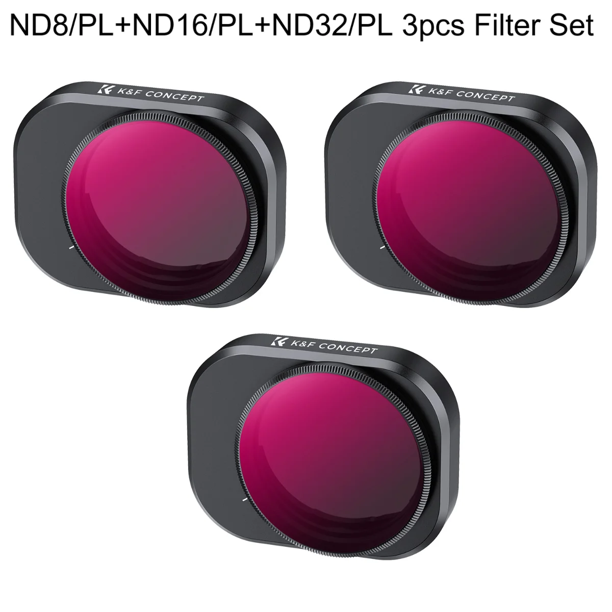 

K&F Concept 3 Pack Lens Filter Kit for DJI Mini 4 Pro (ND8/PL+ND16/PL+ ND32/PL) Waterproof Anti-Scratch with 28 Multi Coatings