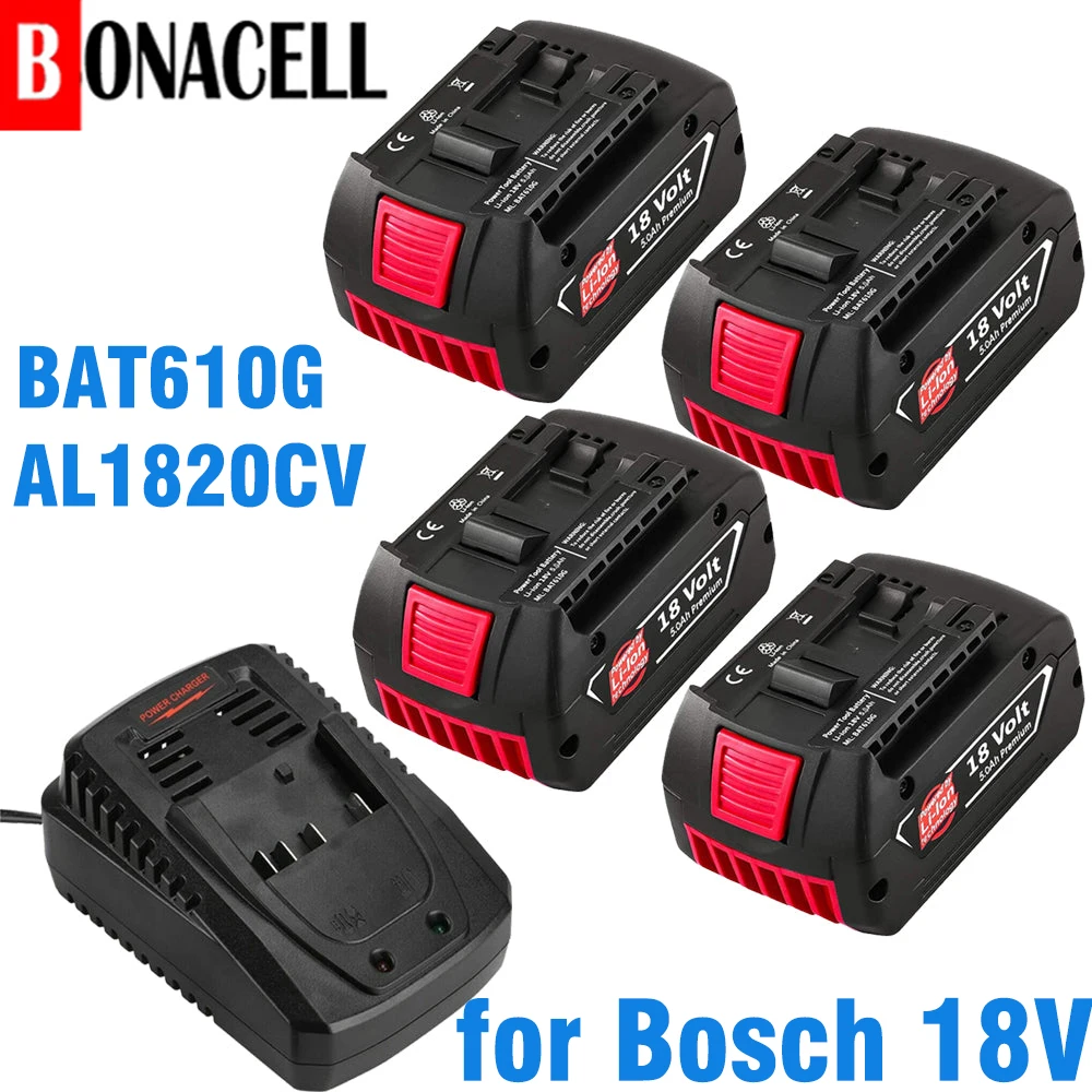 BAT610G+AL1820CV for Bosch professional 18V 6.0AH Li-ion battery replacement with LED & for Bosch quick charger 14.4V-18V
BAT610G+AL1820CV for Bosch professional 18V 6.0AH Li-ion battery replacement with LED & for Bosch quick charger 14.4V-18V
