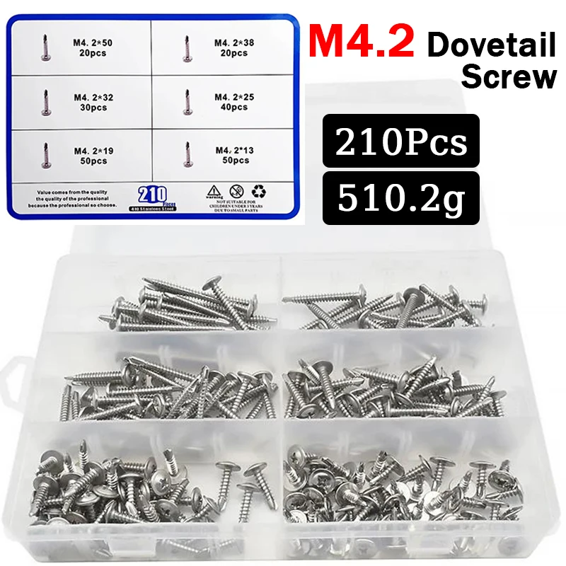 Boxed M4.2 Dovetail Screw Drill Tail Screws 410 Stainless Steel Large Flat Head Self Tapping Screws For Sheet Metal Fixing
Boxed M4.2 Dovetail Screw Drill Tail Screws 410 Stainless Steel Large Flat Head Self Tapping Screws For Sheet Metal Fixing