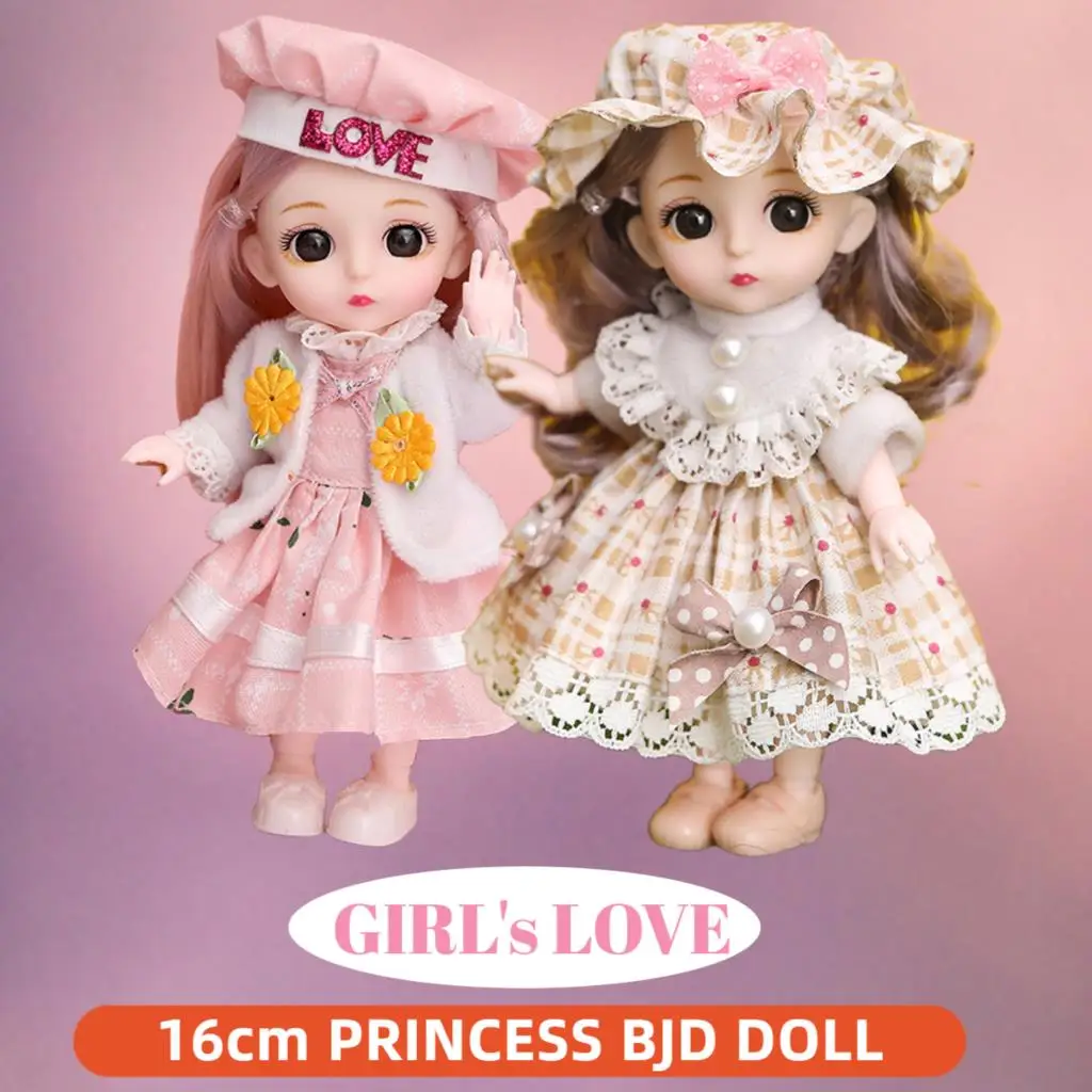 

Шарнирная кукла принцесса 16 см (с платьем и обувью), милое лицо, подарок для девочек Лолиты, подвижные детские игрушки с 13 суставами, подарки на день рождения