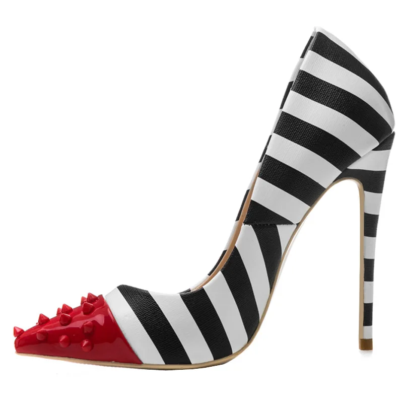 Zebra Stilettos Pumps for Women 2023 Pointed Toe Sexy White and Black Stripe Heels Studs Party High Heels Ladies Large Size Shoe
Zebra Stilettos Pumps for Women 2023 Pointed Toe Sexy White and Black Stripe Heels Studs Party High Heels Ladies Large Size Shoe