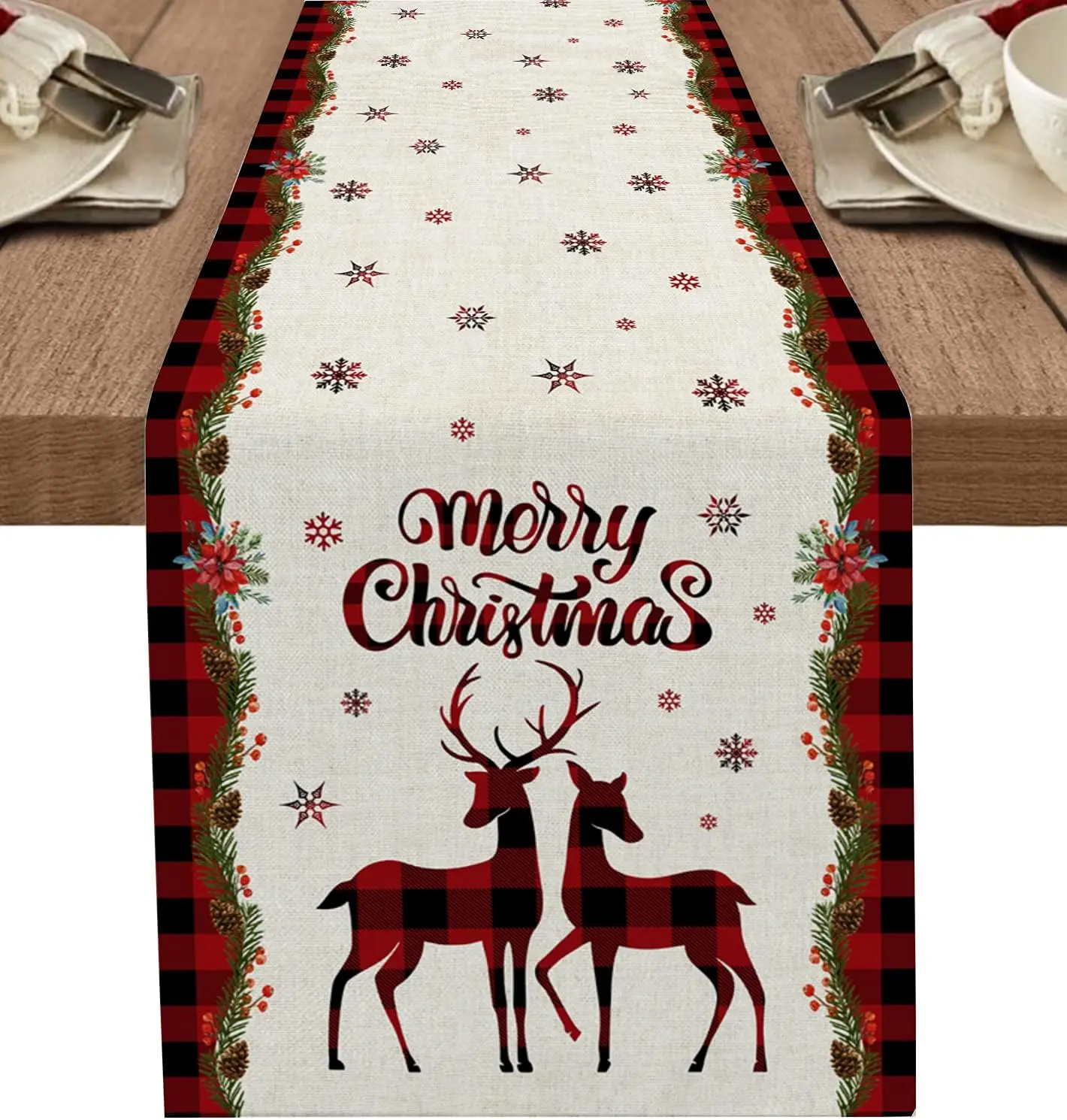 Christmas Deer Elk Snowflake Linen Table Runners Holiday Party Decor Reusable Table Runners for Dining Table Navidad Decorations
Christmas Deer Elk Snowflake Linen Table Runners Holiday Party Decor Reusable Table Runners for Dining Table Navidad Decorations