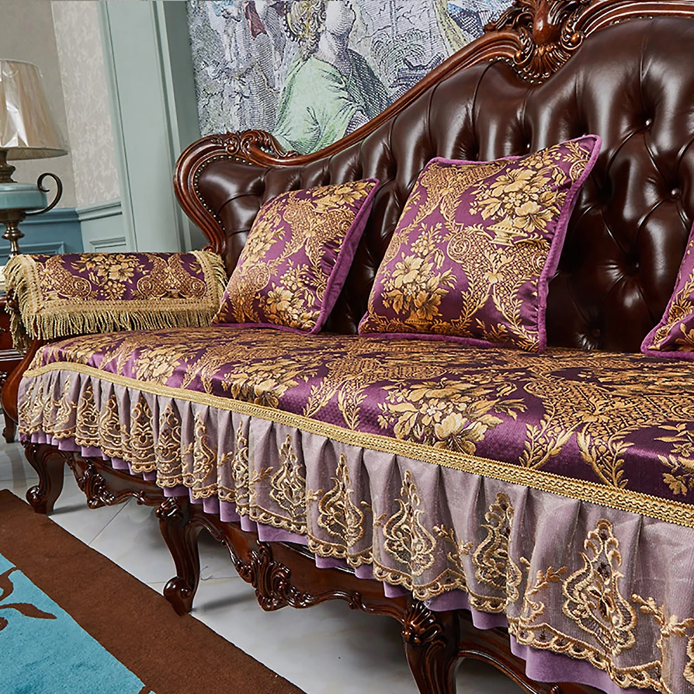 European Luxurious Lace Edge Sofa Cushion Anti-slip Floral Pattern Jacquard Fabric Sofa Cover Armchair Towel Home Sofa Slipcover
European Luxurious Lace Edge Sofa Cushion Anti-slip Floral Pattern Jacquard Fabric Sofa Cover Armchair Towel Home Sofa Slipcover