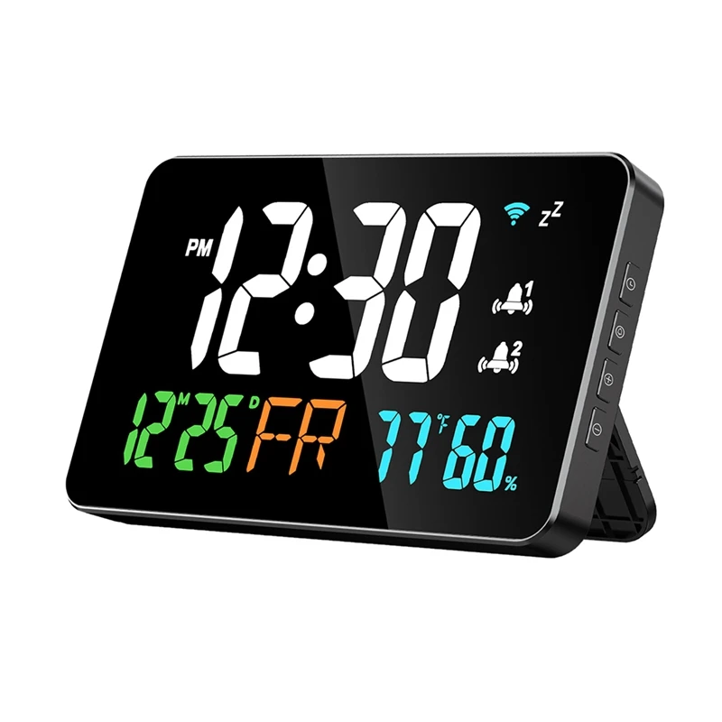 

Digital Clock Extra Large Letters, Temperature And Humidity, Calendar, Week, 4-Level Brightness