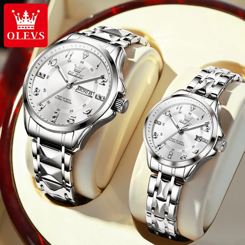 OLEVS Brand New Fashion Couple Watches Stainless Steel Waterproof Luminous Date Luxury Lovers Quartz Watch for Men and Women
OLEVS Brand New Fashion Couple Watches Stainless Steel Waterproof Luminous Date Luxury Lovers Quartz Watch for Men and Women
