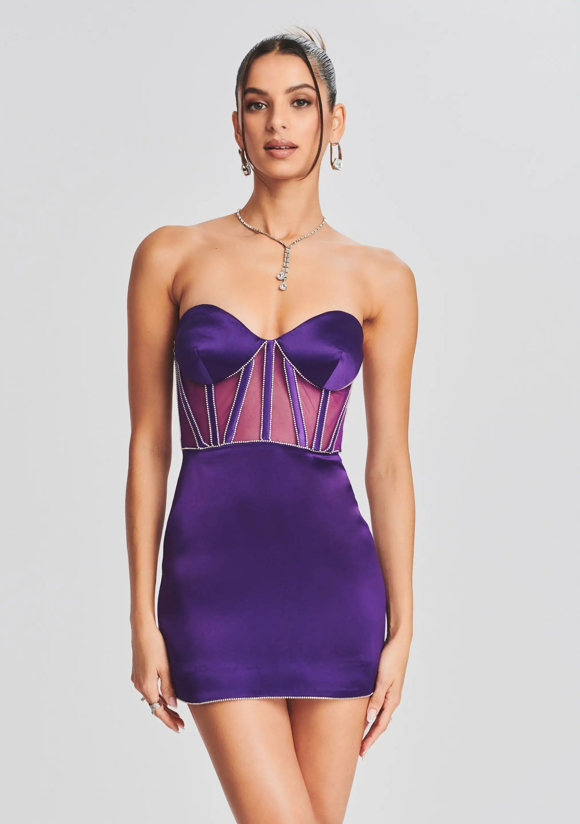 Violet Color Sexy Mesh See Through Strapless Mini Dress Fashion Woman Evening Party Dress Dancing Celebrity Club Party Vestido
Violet Color Sexy Mesh See Through Strapless Mini Dress Fashion Woman Evening Party Dress Dancing Celebrity Club Party Vestido