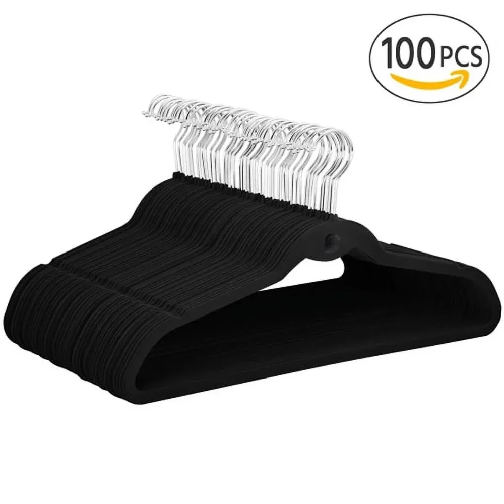 Easyfashion Нескользящие вешалки для одежды из бархата, 100 шт. в упаковке, черные
Easyfashion Нескользящие вешалки для одежды из бархата, 100 шт. в упаковке, черные