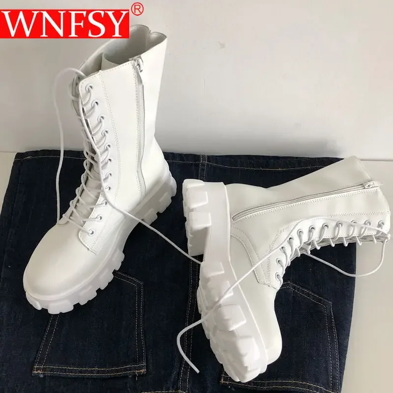 Wnfsy Women High Top Boots Winter Mid Calf Fashion Lace-up Ladies Chelsea Zipper Boots Platform Heel Ladies Shoes Botas Mujer
Wnfsy Women High Top Boots Winter Mid Calf Fashion Lace-up Ladies Chelsea Zipper Boots Platform Heel Ladies Shoes Botas Mujer
