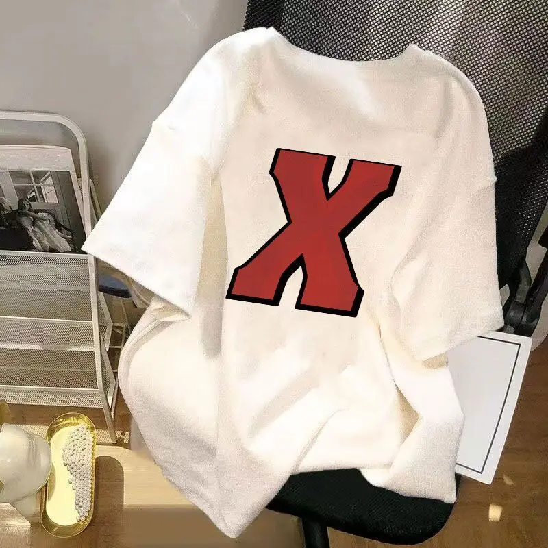 Pure cotton American front and back letter printed short-sleeved T-shirt for men and women summer ins trend loose and versatile
Pure cotton American front and back letter printed short-sleeved T-shirt for men and women summer ins trend loose and versatile