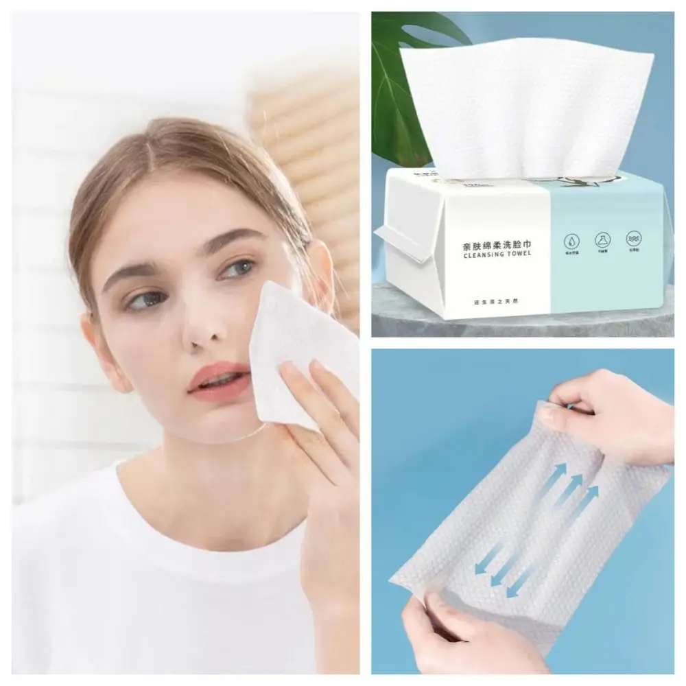 

70 Count/Bag Skincare Face Clean Towels Dry and Wet Dual-Purpose Makeup Remover Facial Wash Cloth Disposable Cleansing