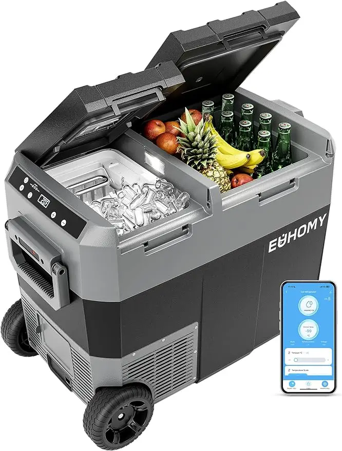 12 Volt Refrigerator with Ice Maker - 48Qt(45L)Electric Cooler Usable Battery Dual Zone, APP Control Car Refrigerator -4℉~68℉ C
12 Volt Refrigerator with Ice Maker - 48Qt(45L)Electric Cooler Usable Battery Dual Zone, APP Control Car Refrigerator -4℉~68℉ C