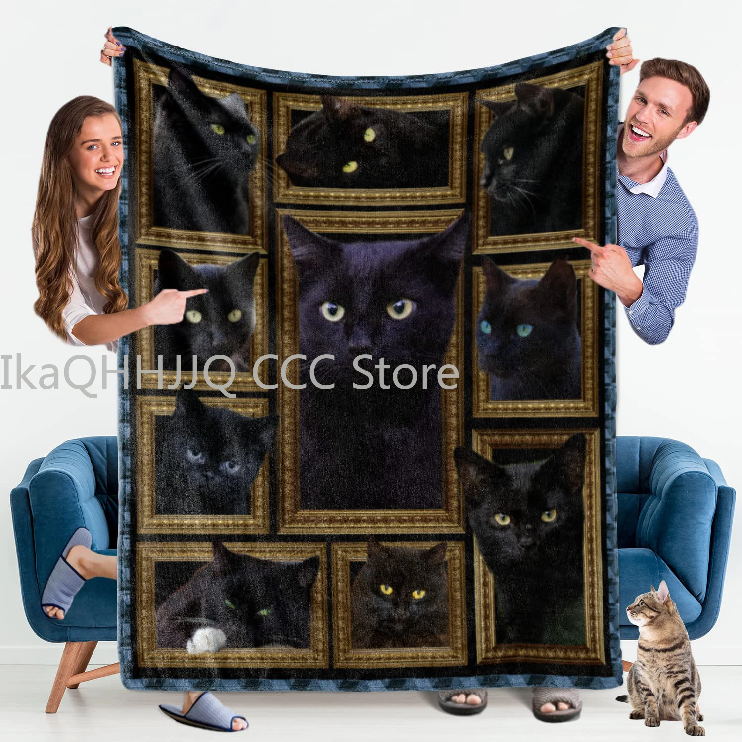 

Black Cat Throw Blanket Super Soft Cozy Warm Plush Sheet Bedspread for Bed Sofa Travel Picnic Plaid Blankets Thermal Lightweight