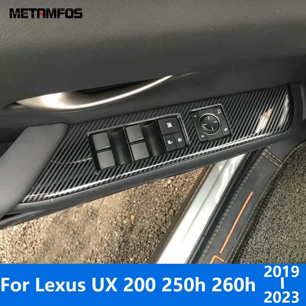 

Автомобильные аксессуары для Lexus UX 200, 250h, 260h, 2019-2022, 2023, внутренний подлокотник из углеродного волокна, оконный подъемник, крышка переключателя, отделка