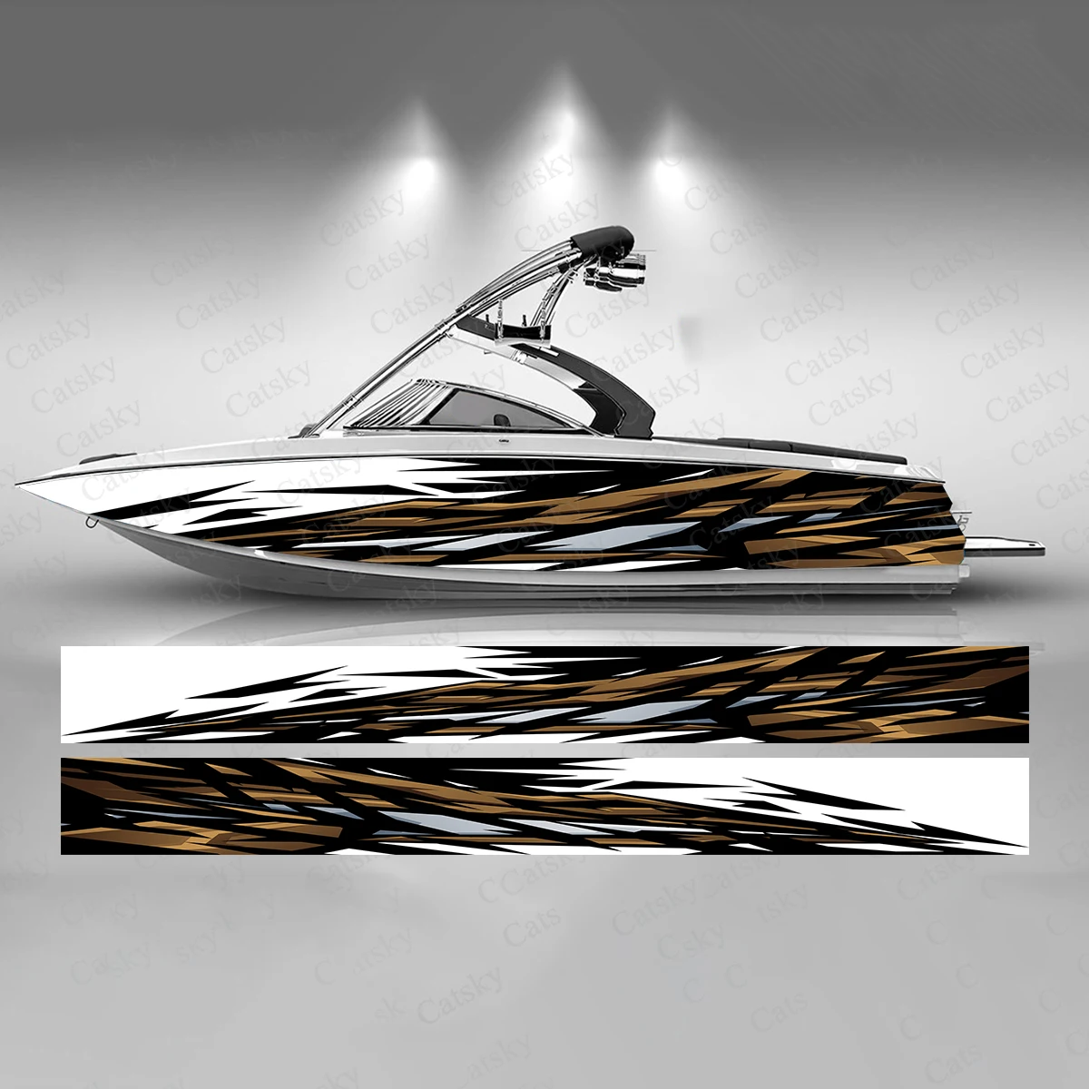 Gold Gradient Stripes Boat Sticker Fashion Custom Fish Boat-Sticker Vinyl Waterproof Boat Wrap Graphic Boat Wrap Decal
Gold Gradient Stripes Boat Sticker Fashion Custom Fish Boat-Sticker Vinyl Waterproof Boat Wrap Graphic Boat Wrap Decal