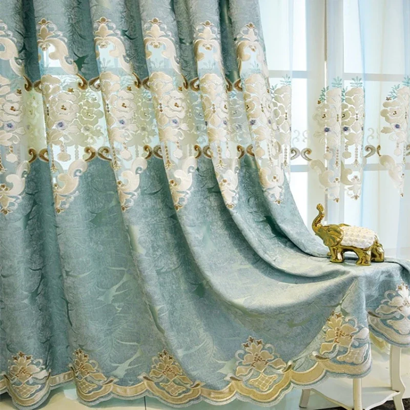 European Luxury Curtains for Living Dining Room Bedroom Atmosphere Floor Window Chenille Jacquard Hollow Out Embroidery Custom
European Luxury Curtains for Living Dining Room Bedroom Atmosphere Floor Window Chenille Jacquard Hollow Out Embroidery Custom