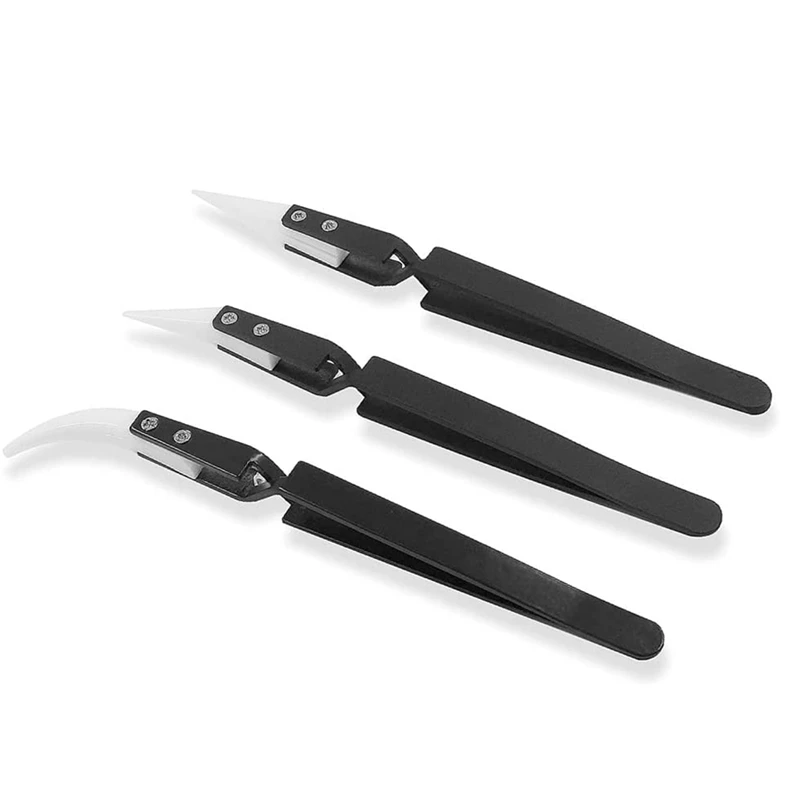 3Pcs Anti-Static Reverse Ceramic Tweezer IC SMD SMT Reverse Tweezers Heat Resistant 1000 Degree Hand Tools
3Pcs Anti-Static Reverse Ceramic Tweezer IC SMD SMT Reverse Tweezers Heat Resistant 1000 Degree Hand Tools