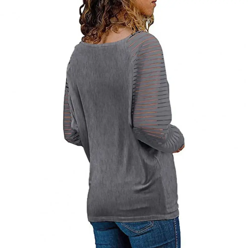 Stretchy Blouse Stylish Striped Women's Pullover Soft Breathable Long Sleeve Top for Casual Spring/fall Fashion Hollow Splicing
Stretchy Blouse Stylish Striped Women's Pullover Soft Breathable Long Sleeve Top for Casual Spring/fall Fashion Hollow Splicing