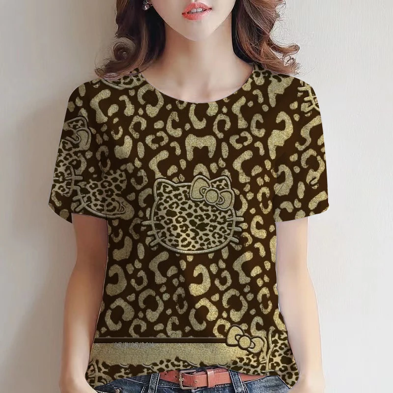 Women's T Shirts 2022 New Casual Korean Shirts Elegant Slim Short Sleeve Tops Hello Kitty Clothing Leopard Print T Shirts
Women's T Shirts 2022 New Casual Korean Shirts Elegant Slim Short Sleeve Tops Hello Kitty Clothing Leopard Print T Shirts