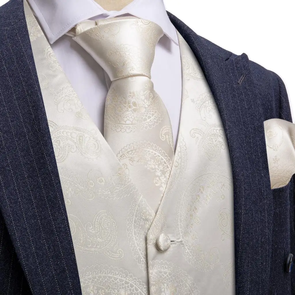Luxury Ivory White Paisley Vest for Men Silk Embroidered Slim Fit Waistcoat Necktie Set Wedding Business Male Suit Barry Wang
Luxury Ivory White Paisley Vest for Men Silk Embroidered Slim Fit Waistcoat Necktie Set Wedding Business Male Suit Barry Wang