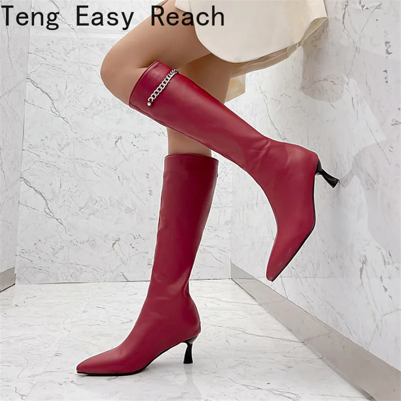 New Black Zipper Thigh High Boots Women Pointed Toe Metal Chain Decoration Thin High Heels Autumn Sexy party shoes Size 33-43
New Black Zipper Thigh High Boots Women Pointed Toe Metal Chain Decoration Thin High Heels Autumn Sexy party shoes Size 33-43