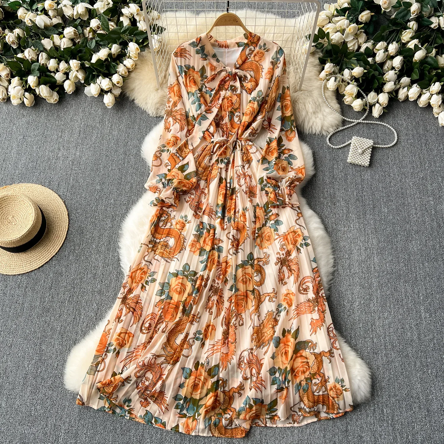 Women Floral Dress Print Long Dresses Lace Up Bow Casual Party Summer Slim Vestidos Elegant Splice High Waist A Line Pleated
Women Floral Dress Print Long Dresses Lace Up Bow Casual Party Summer Slim Vestidos Elegant Splice High Waist A Line Pleated