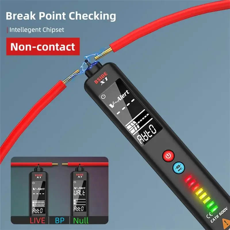 Voltage Tester Large LCD BSIDE Live/Neutral Wire Check Breakpoint Locate Non Contact AC DC Sensor Pen
Voltage Tester Large LCD BSIDE Live/Neutral Wire Check Breakpoint Locate Non Contact AC DC Sensor Pen