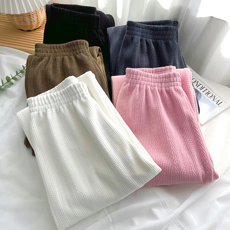 

Winter Thicken Casual Pants For Women Baggy Plus Velvet Wide Leg Trousers Chic Warm Fashion Woman Mopping Pants Loose Sweatpants