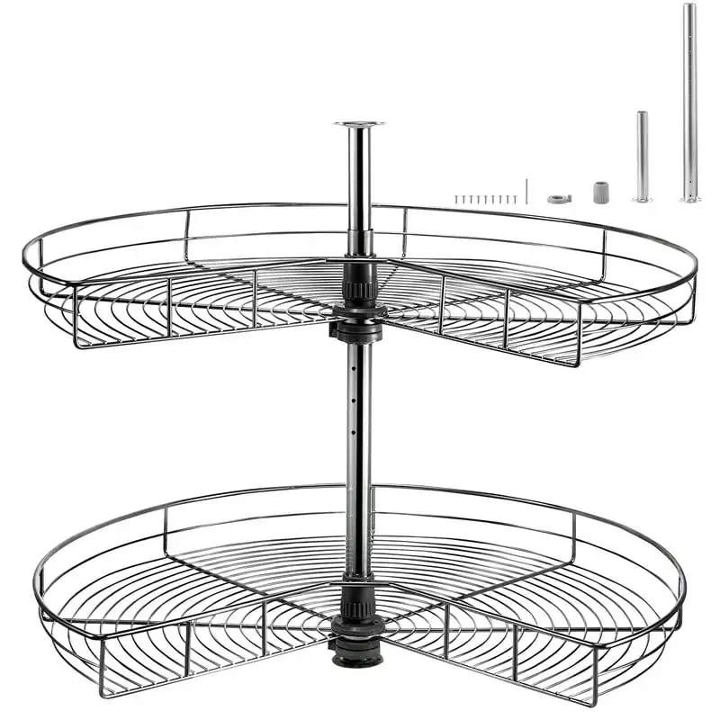 Chrome Lazy Susan, 24-inch Diameter, 360° Rotating 2-Shelf Carbon Steel Blind Corner Cabinet Organizer with 66 lbs Total Load C
Chrome Lazy Susan, 24-inch Diameter, 360° Rotating 2-Shelf Carbon Steel Blind Corner Cabinet Organizer with 66 lbs Total Load C