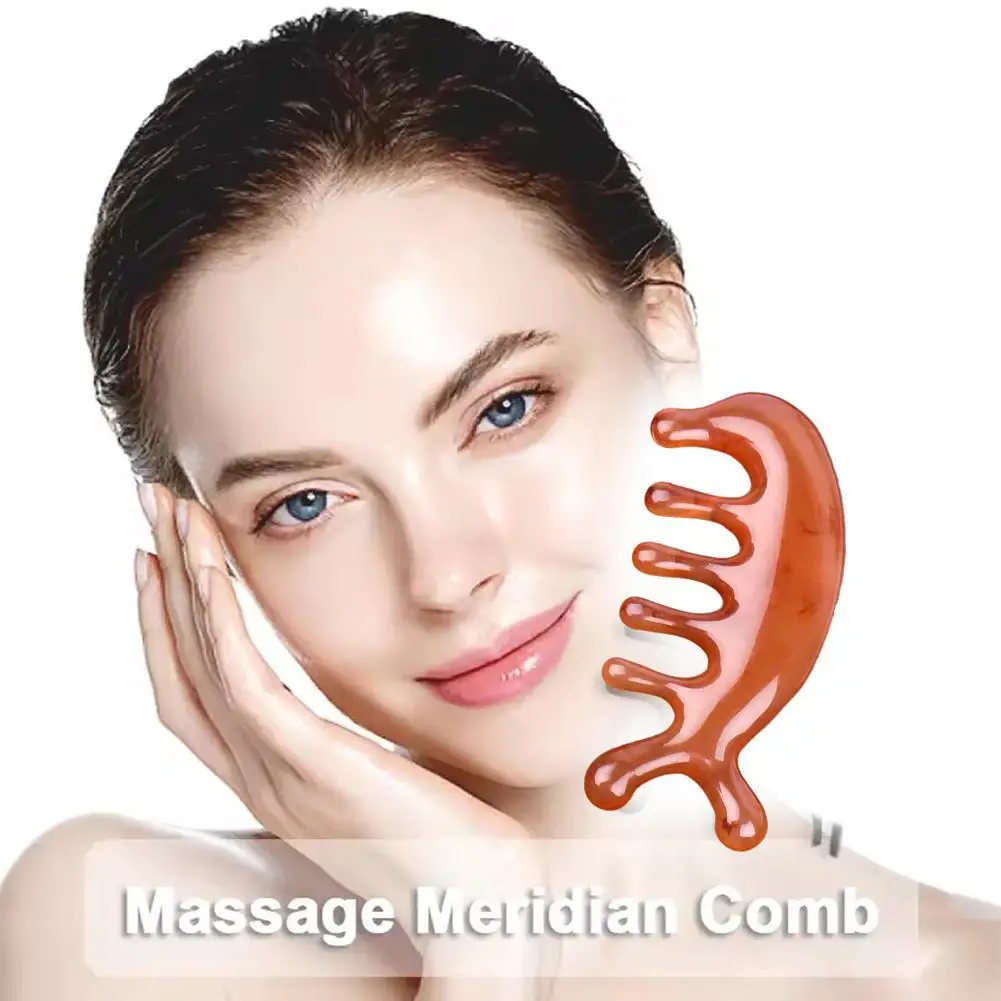 

Body Meridian Massage Comb Sandalwood Five Wide Tooth Comb Acupuncture Therapy Blood Circulation Anti-static Smooth Hair Massage