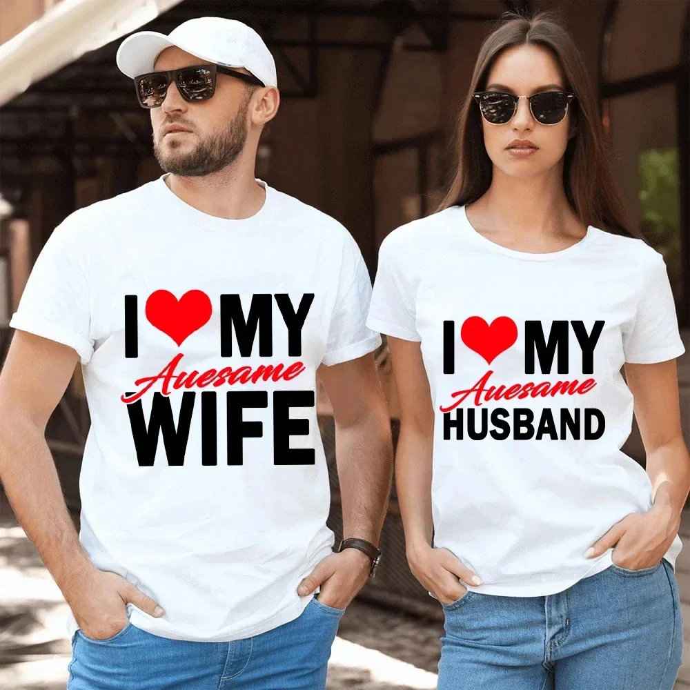 

I Love My Wife Husband T Shirts Honeymoon Couple Outfits Dating Couples Anniversary Gifts Men Women Oversize Tee Shirt cotton
