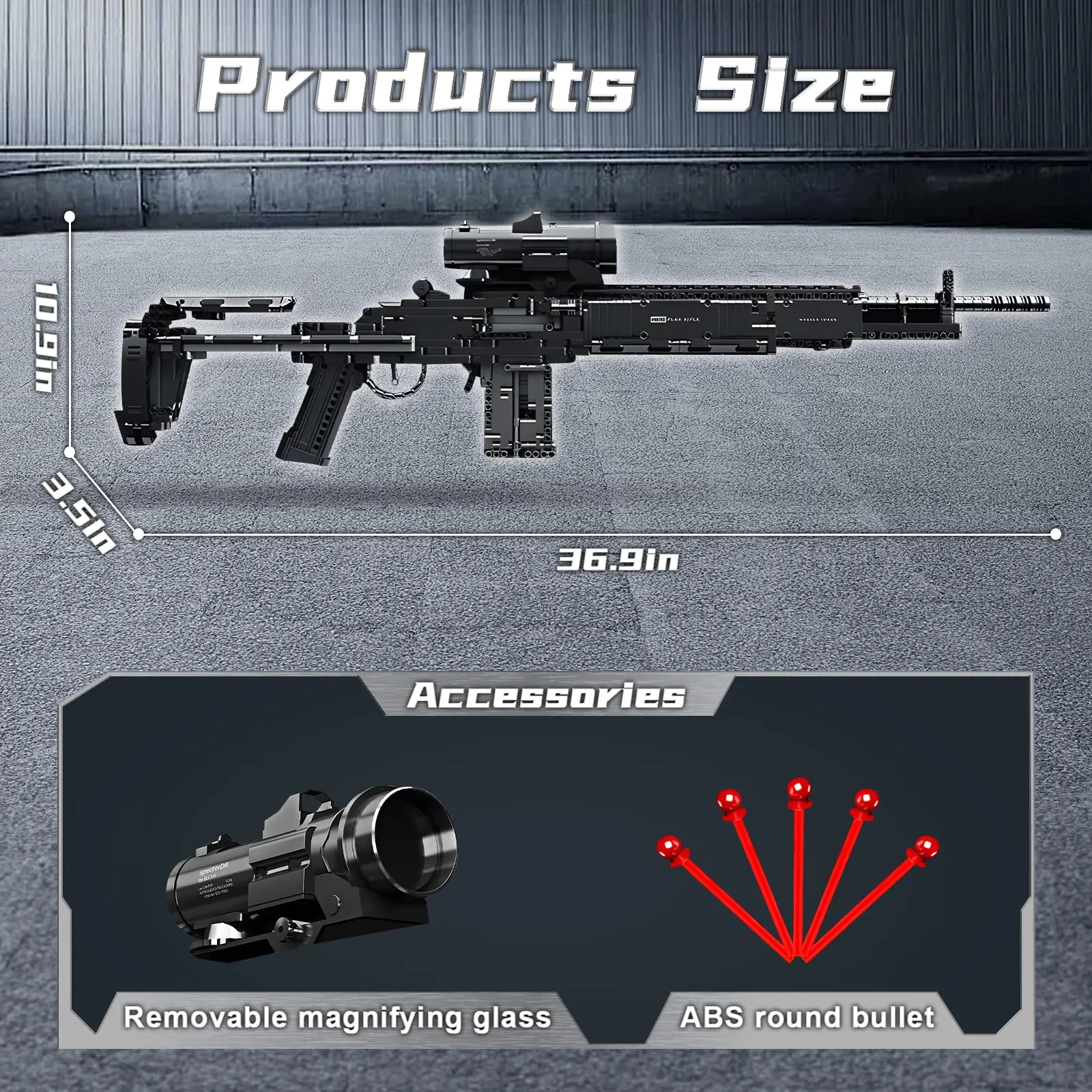 1606Pcs MK14 Building Blocks Guns 1:1 Simulation Model Toy with Shooting Function Set Cool DIY Collectible Building Bricks Gifts 1606Pcs MK14 Building Blocks Guns 1:1 Simulation Model Toy with Shooting Function Set Cool DIY Collectible Building Bricks Gifts