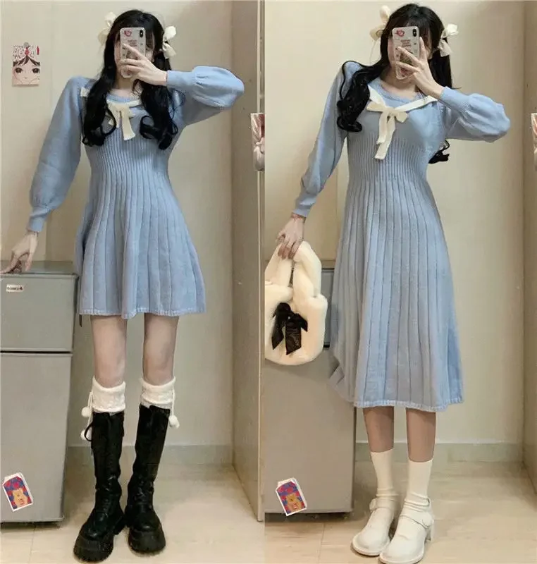 Knitted Warm Dress Women Aurumn Winter Knit Vintage Square Collar Elegant Long Sleeve Short Dresses Korean Fashion 2024 Boho
Knitted Warm Dress Women Aurumn Winter Knit Vintage Square Collar Elegant Long Sleeve Short Dresses Korean Fashion 2024 Boho