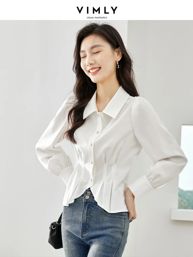Vimly Women's White Fitted Shirt 2023 Autumn Office Ladies Puff Sleeve Button Down Pleated Slim Waisted Shirts & Blouses M3050
Vimly Women's White Fitted Shirt 2023 Autumn Office Ladies Puff Sleeve Button Down Pleated Slim Waisted Shirts & Blouses M3050