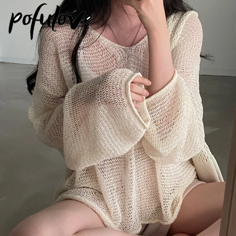 Hollow Out Knit Sweater for Women Thin Loose Korean Jumper Lazy Style Sweater Long Sleeved Sun Protection Suit Korean Pullover
Hollow Out Knit Sweater for Women Thin Loose Korean Jumper Lazy Style Sweater Long Sleeved Sun Protection Suit Korean Pullover